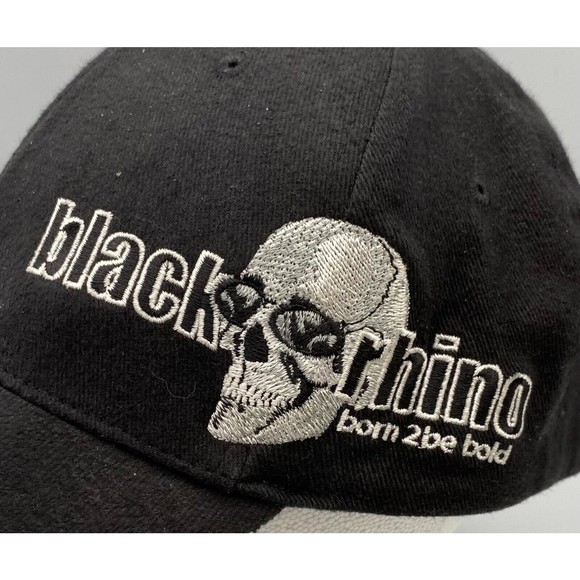 Black Rhino Born 2Be Bold Skull Embroidered Stretch Black Hat - Picture 2 of 7